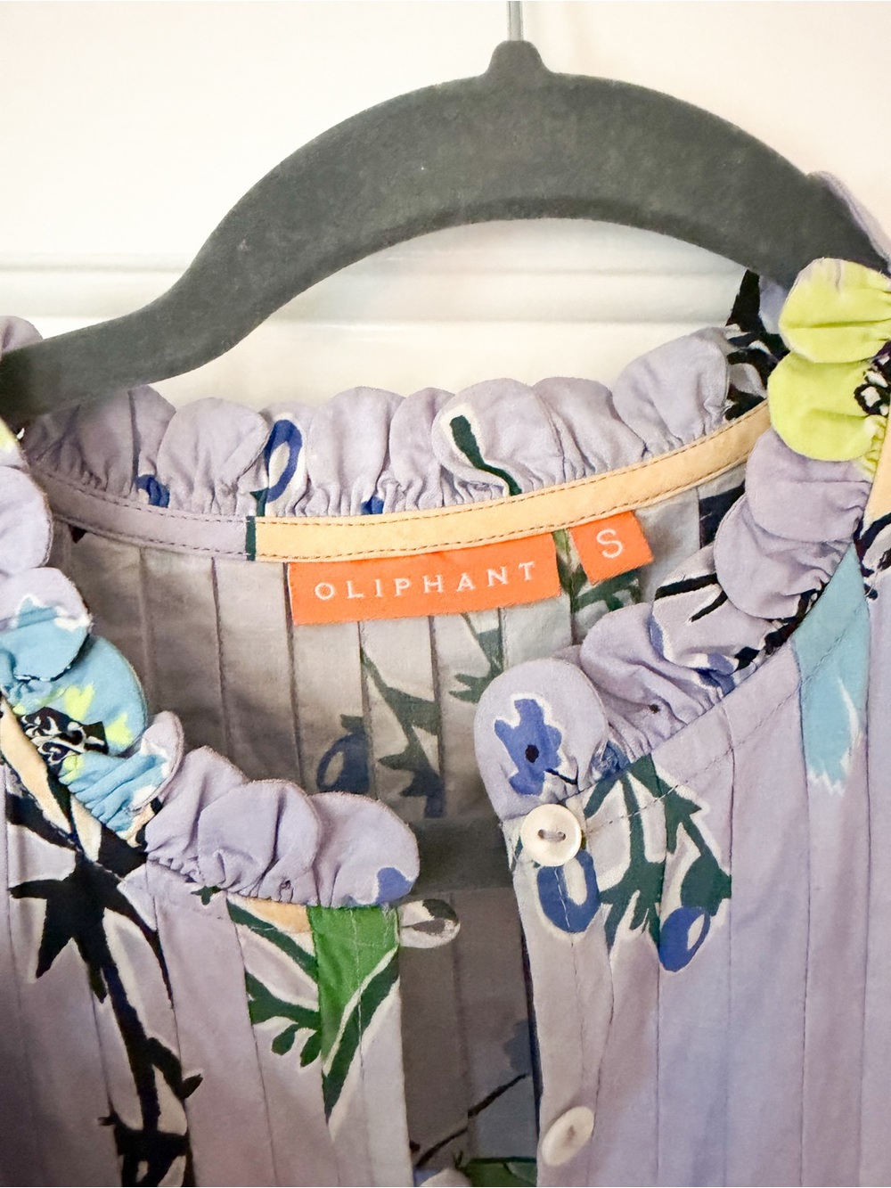 Oliphant Floral Tiered Maxi Dress in Green, Yellow & Lavender - Picture 3 of 4